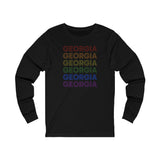 Georgia LGBTQ+ Pride Flag, Faded Black Long Sleeve Tee