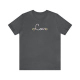 Pangender Love Script Tee: Subtly Elegant Pride T-Shirt