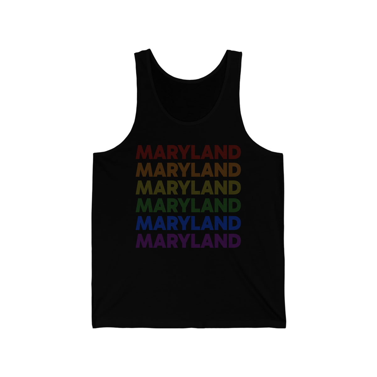 Maryland LGBTQ+ Pride Flag, Faded Black Tank-Top