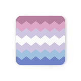 Bigender Flag Coaster Set: 4 Corkwood Wavey Drink Coasters