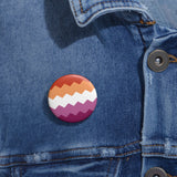 Lesbian Pride Flag Pin: Round Button with Sharp Design