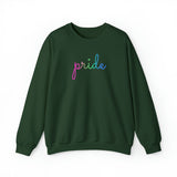 Polysexual Pride Sweater: Flowing Cursive 'Pride' in Gradient Hues