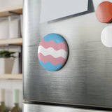 Transgender Pride Flag Magnet: Ripple Round Button for Fridge