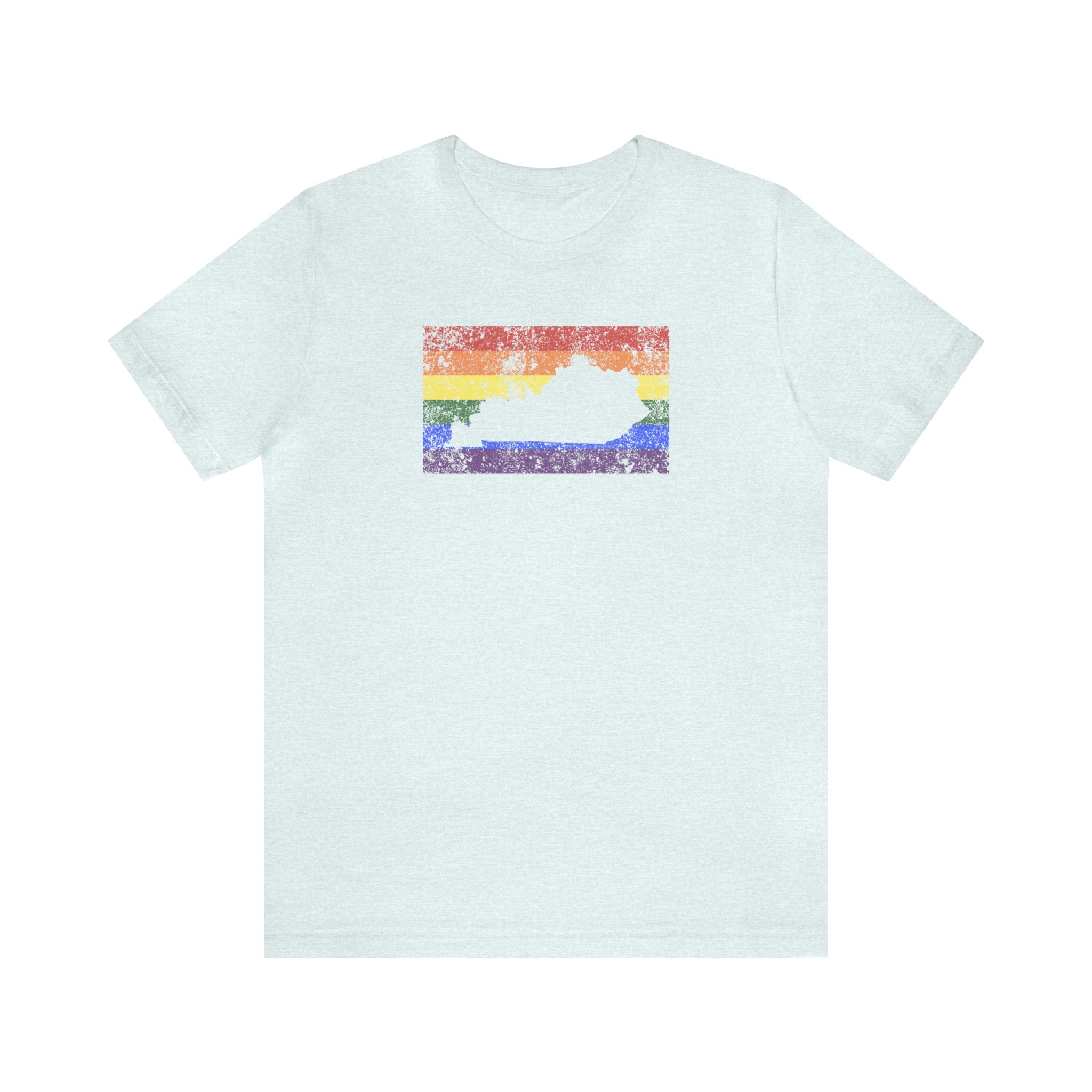 Kentucky Pride Flag Tee: Rainbow LGBTQ+ State Silhouette Distressed Shirt