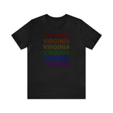 Virginia LGBTQ+ Pride Flag, Faded Black T-Shirt