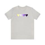 Nonbinary Flag Hearts T-Shirt: Pride LGBTQ+ Gradient Design