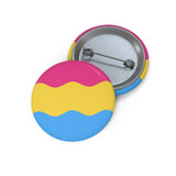 Pansexual Pride Flag Pin: Round Button with Wavey Design