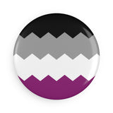 Asexual Pride Flag Magnet: Wavey Round Button for Fridge