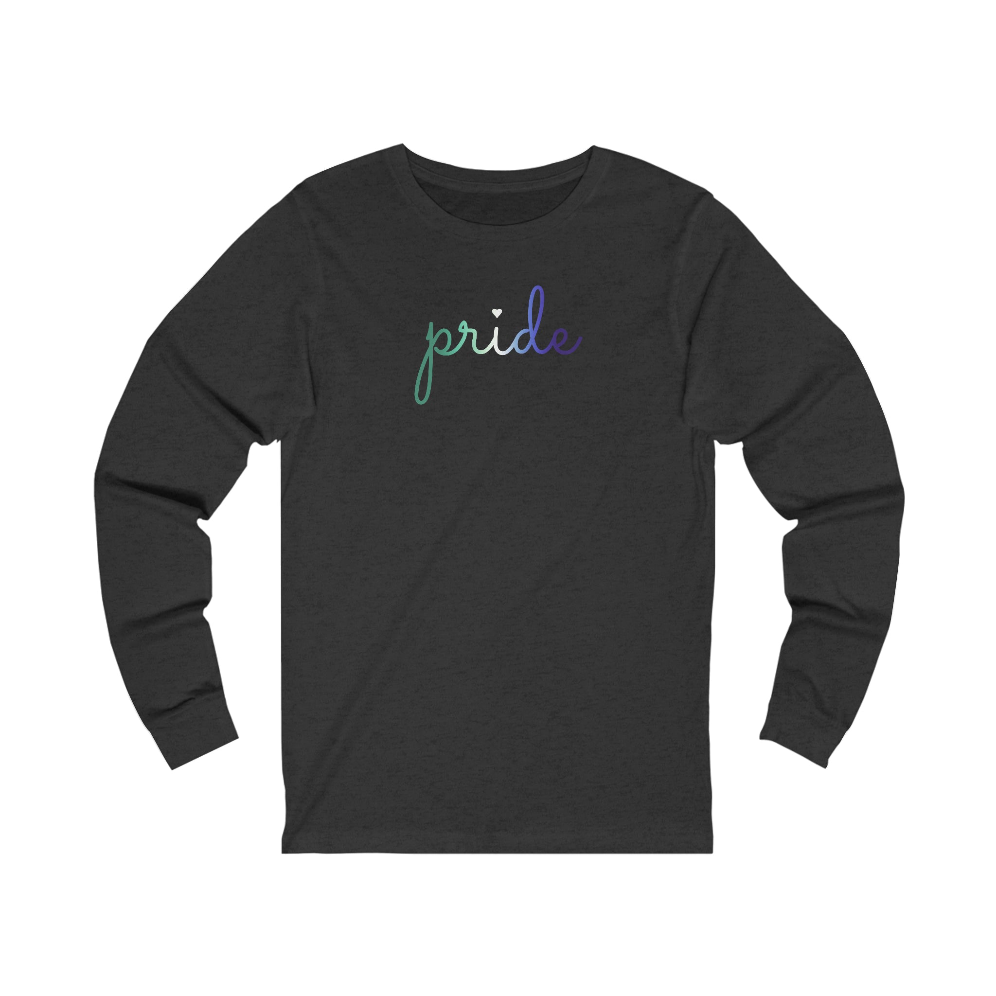 Gay Pride Long Sleeve T-Shirt: Flowing Cursive 'Pride' in Gradient Hues