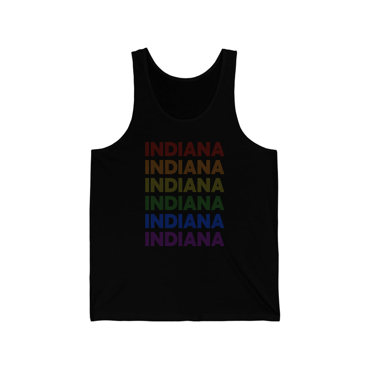 Indiana LGBTQ+ Pride Flag, Faded Black Tank-Top