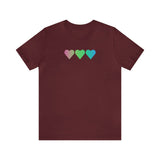 Polysexual Flag Hearts T-Shirt: Pride LGBTQ+ Gradient Design