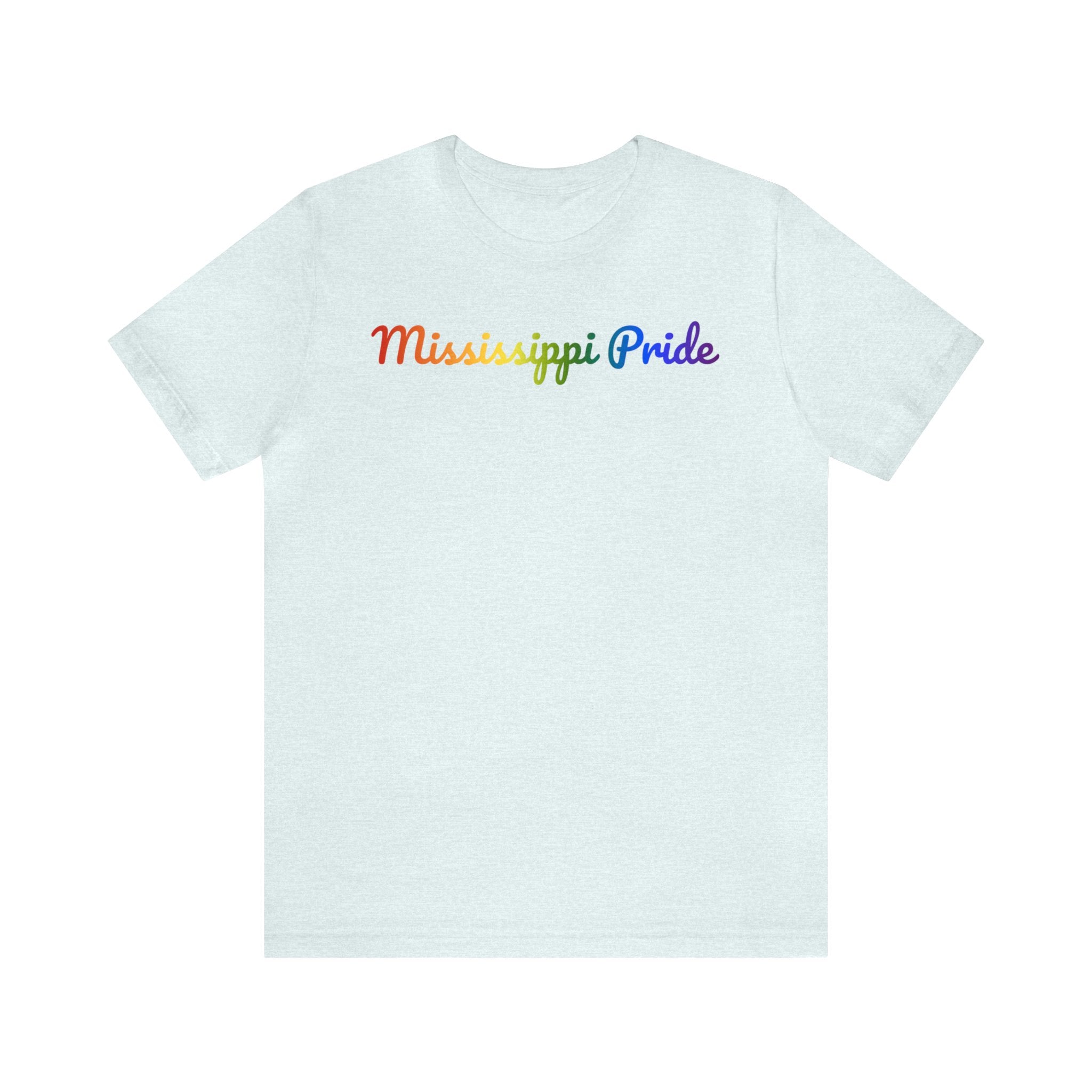 Mississippi Pride T-Shirt: Flowing Cursive Design with LGBTQ+ Gradient