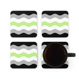 Agender Flag Coaster Set: 4 Corkwood Ripple Drink Coasters