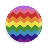 Gilbert Baker Pride Flag Magnet: Wavey Round Button for Fridge