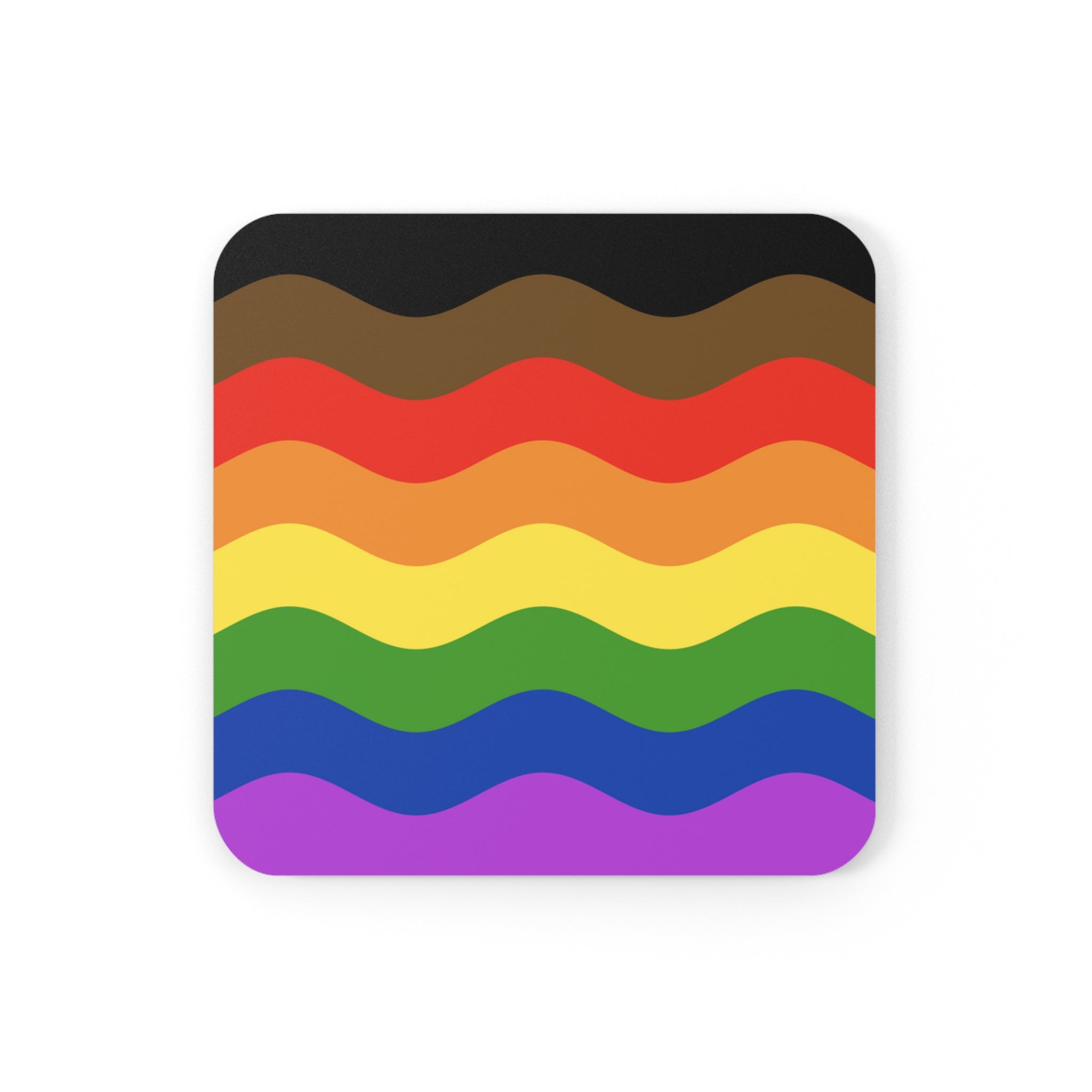 Philly Pride Flag Coaster Set: 4 Corkwood Ripple Drink Coasters