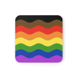 Philly Pride Flag Coaster Set: 4 Corkwood Ripple Drink Coasters