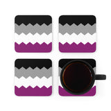 Asexual Flag Coaster Set: 4 Corkwood Wavey Drink Coasters