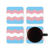 Transgender Flag Coaster Set: 4 Corkwood Ripple Drink Coasters