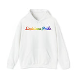 Louisiana Pride Hoodie: Flowing Cursive Design with LGBTQ+ Gradient