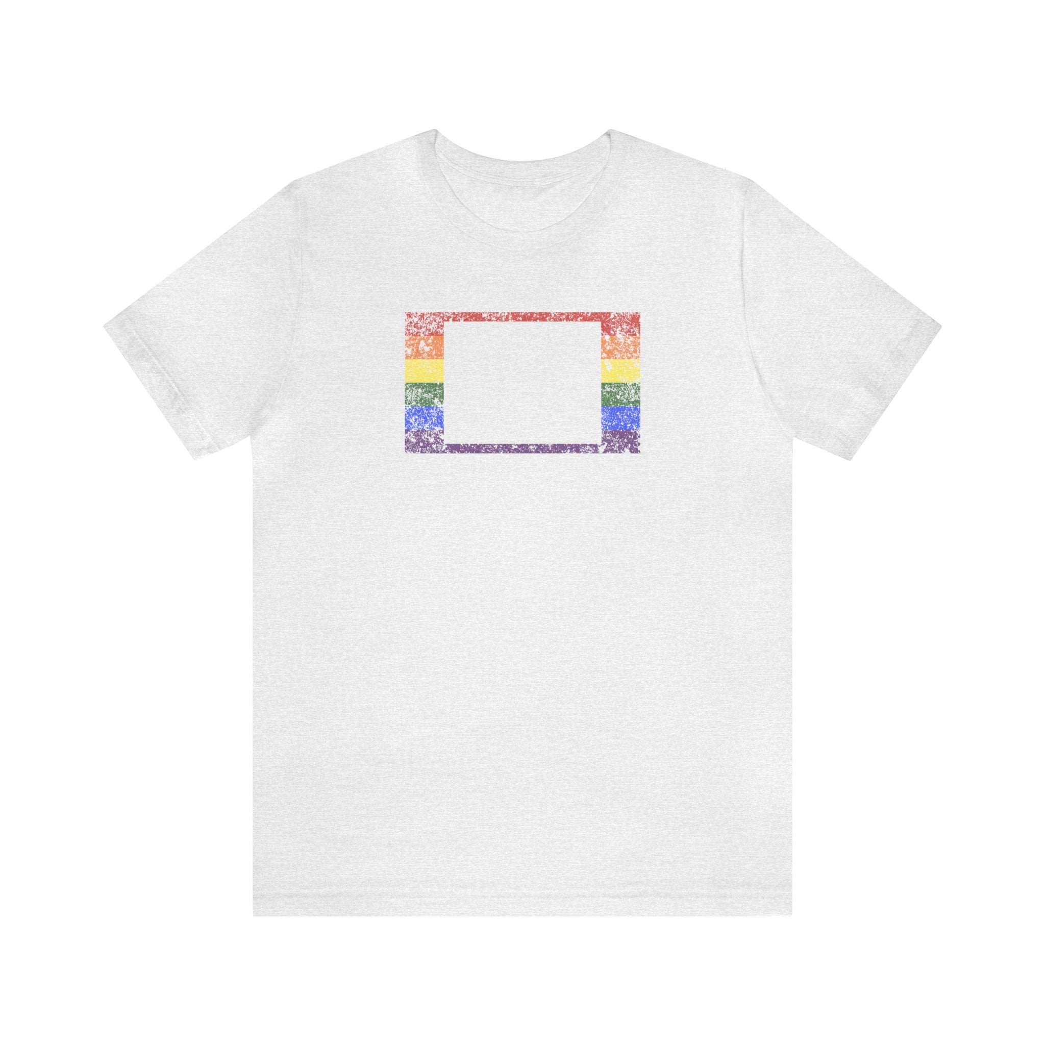 Wyoming Pride Flag Tee: Rainbow LGBTQ+ State Silhouette Distressed Shirt