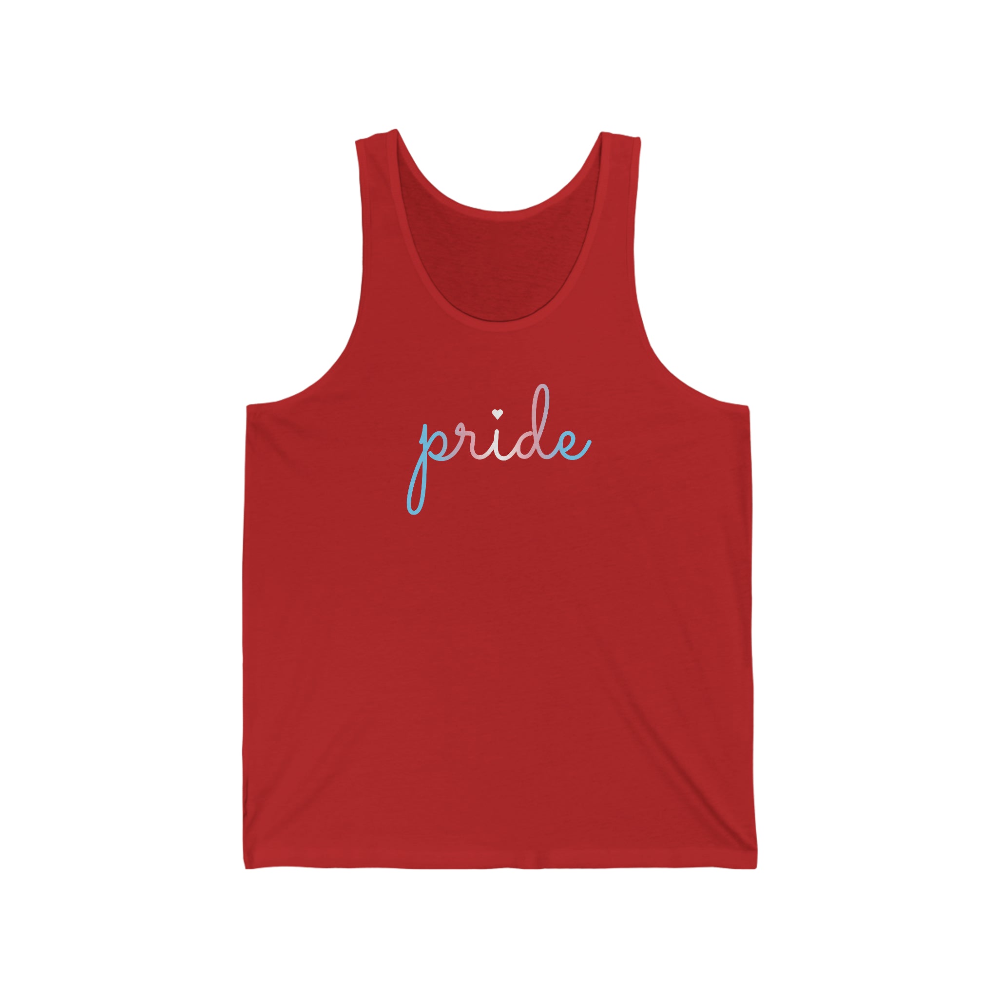 Transgender Pride Tank-Top: Flowing Cursive 'Pride' in Gradient Hues