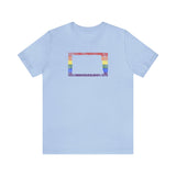 North Dakota Pride Flag Tee: Rainbow LGBTQ+ State Silhouette Distressed Shirt