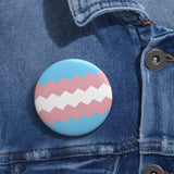 Transgender Pride Flag Pin: Round Button with Sharp Design