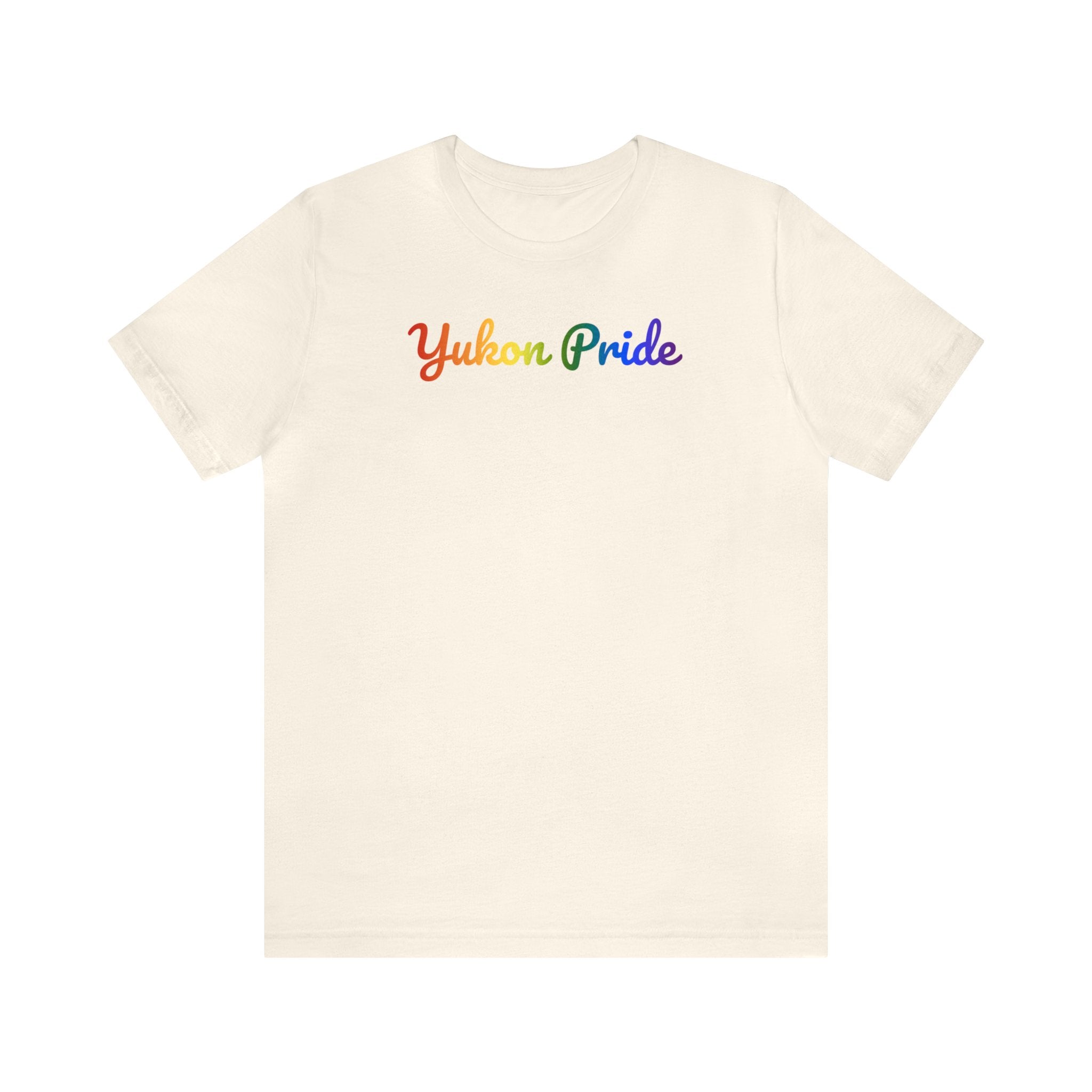 Yukon Pride T-Shirt: Flowing Cursive Design with LGBTQ+ Gradient