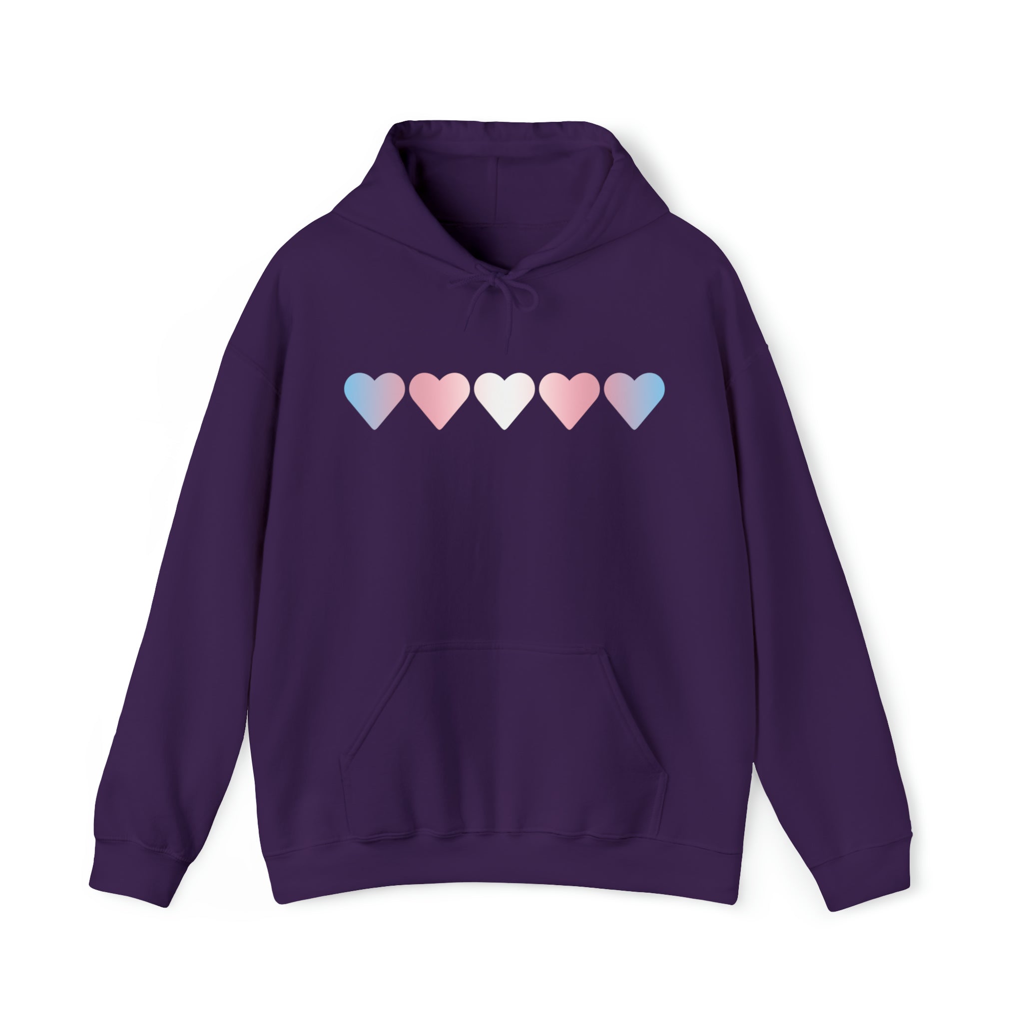 Transgender Flag Hearts Hoodie: Pride LGBTQ+ Gradient Design