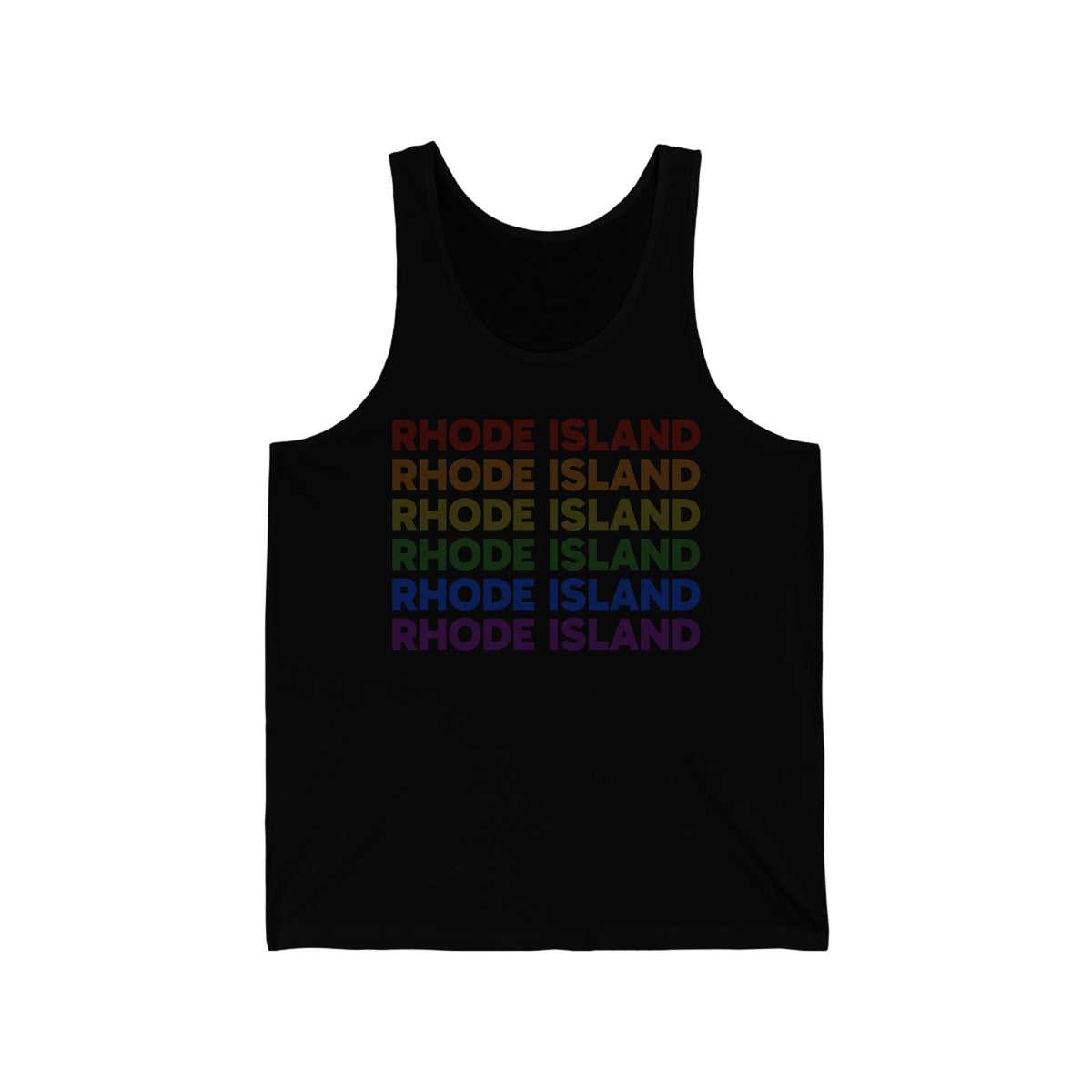 Rhode Island LGBTQ+ Pride Flag, Faded Black Tank-Top