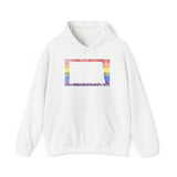 North Dakota Pride Flag Hoodie: Rainbow LGBTQ+ State Silhouette Distressed Hooded Sweatshirt