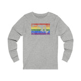 Maryland Pride Flag Long Sleeve Tee: Rainbow LGBTQ+ State Silhouette Distressed Long Sleeve T-Shirt