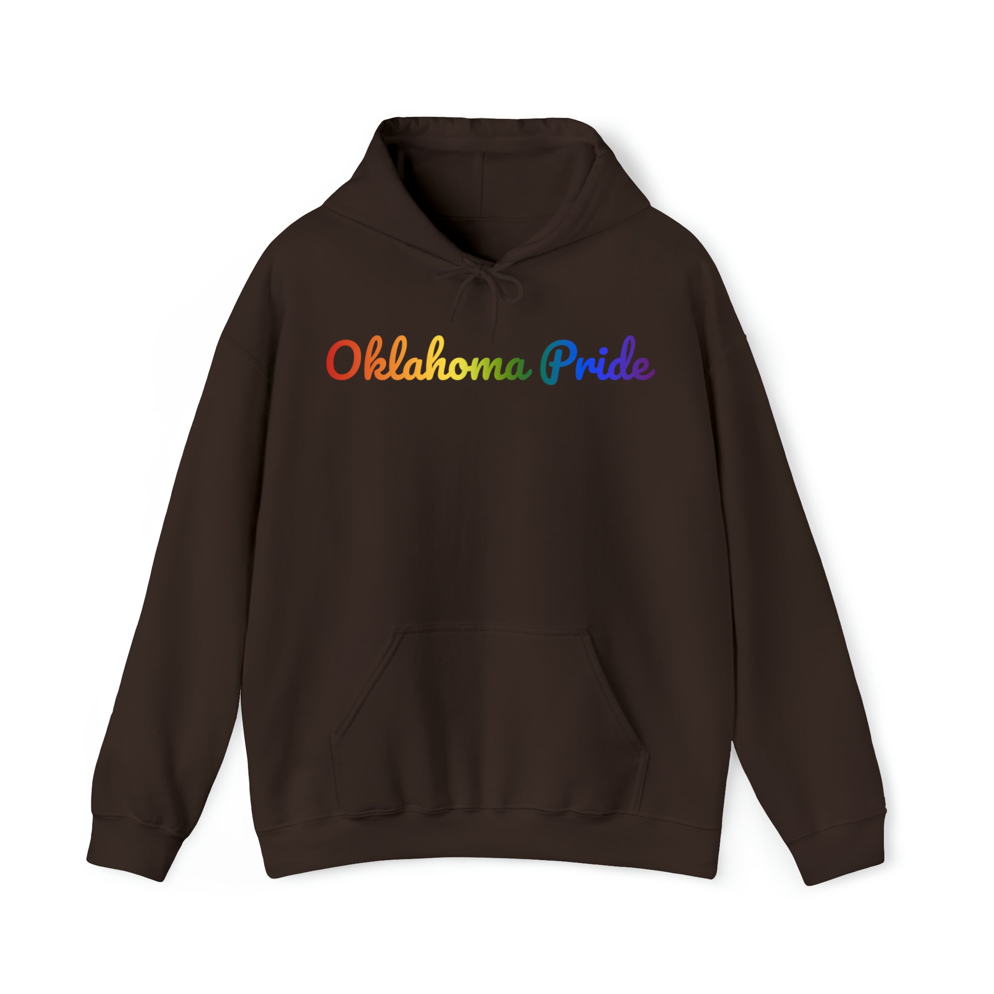 Oklahoma Pride Hoodie: Flowing Cursive Design with LGBTQ+ Gradient