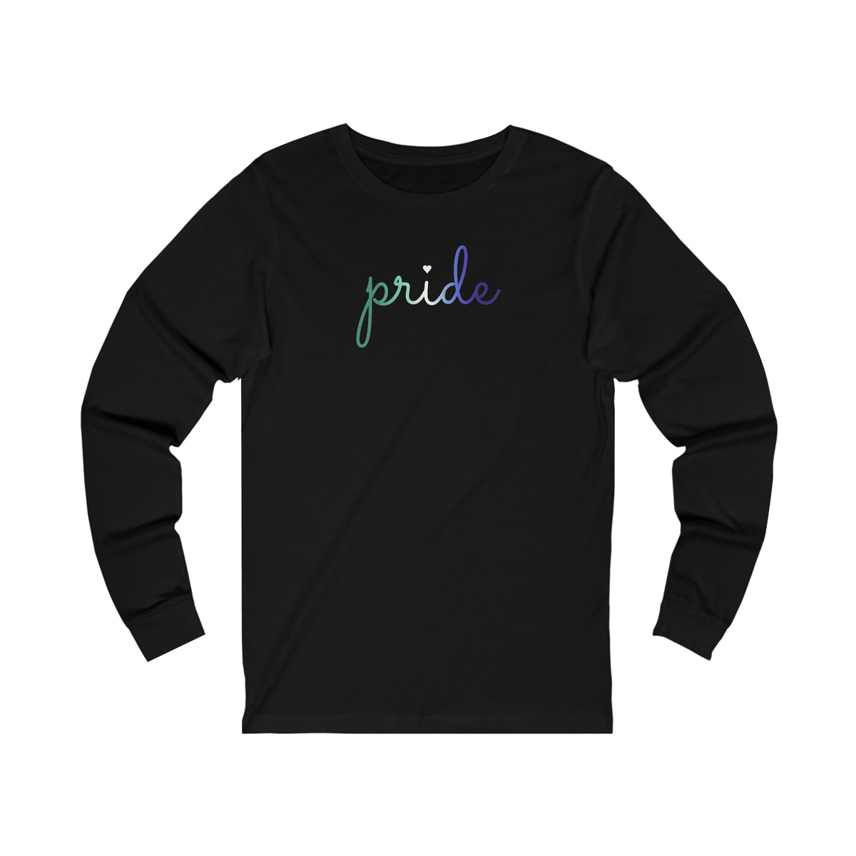 Gay Pride Long Sleeve T-Shirt: Flowing Cursive 'Pride' in Gradient Hues