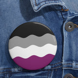 Asexual Pride Flag Pin: Round Button with Wavey Design