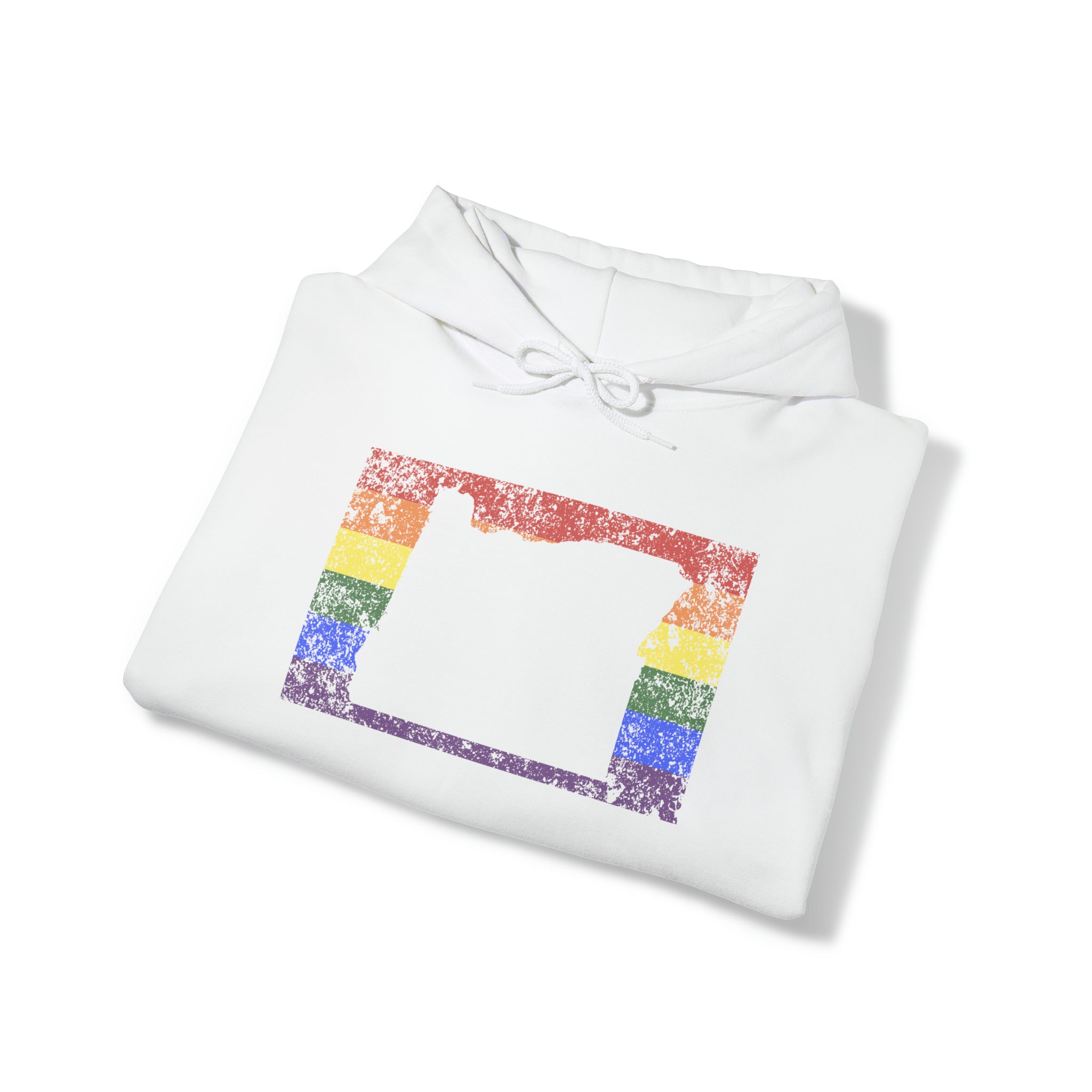 Oregon Pride Flag Hoodie: Rainbow LGBTQ+ State Silhouette Distressed Hooded Sweatshirt