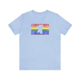 Mississippi Pride Flag Tee: Rainbow LGBTQ+ State Silhouette Distressed Shirt