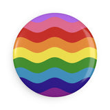 Gilbert Baker Pride Flag Magnet: Ripple Round Button for Fridge