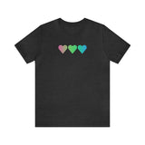 Polysexual Flag Hearts T-Shirt: Pride LGBTQ+ Gradient Design