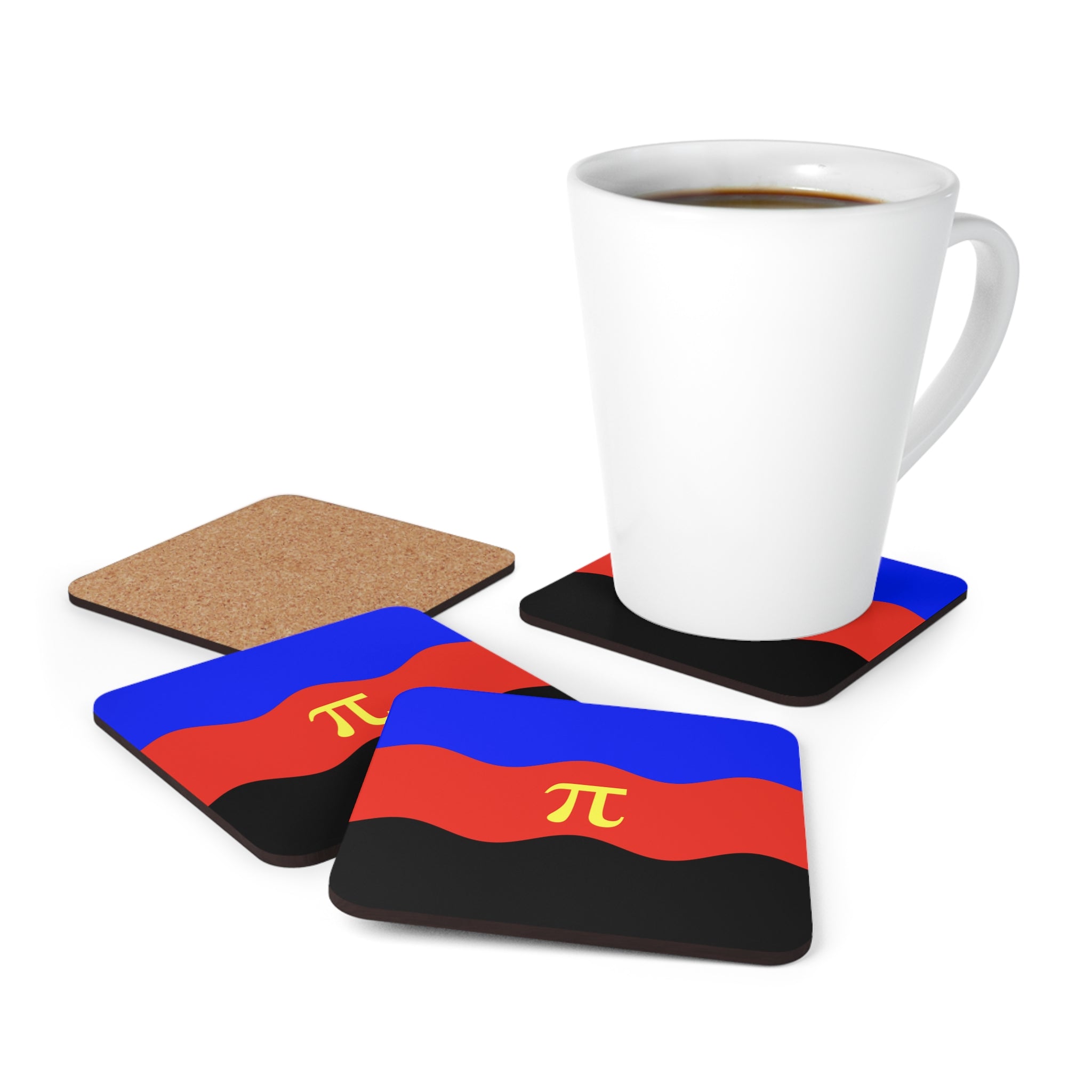 Polyamory Flag Coaster Set: 4 Corkwood Ripple Drink Coasters