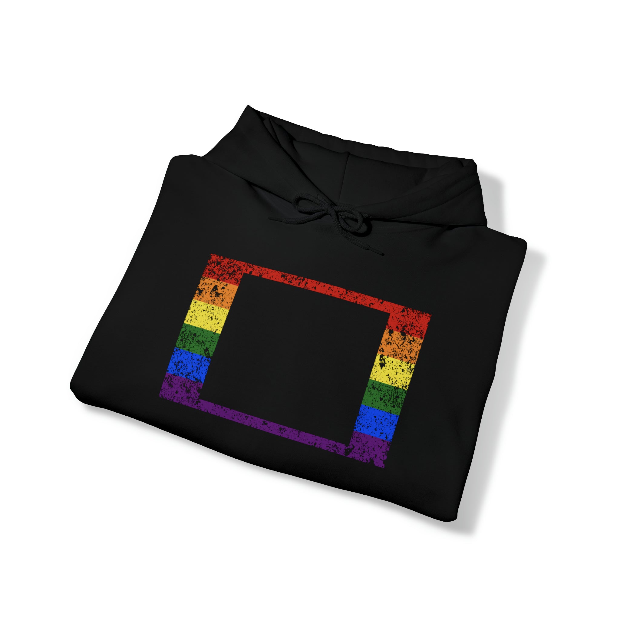 Wyoming Pride Flag Hoodie: Rainbow LGBTQ+ State Silhouette Distressed Hooded Sweatshirt