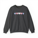 Transgender Flag Hearts Sweatshirt: Pride LGBTQ+ Gradient Design