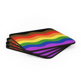 Philly Pride Flag Coaster Set: 4 Corkwood Ripple Drink Coasters