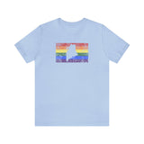 Maine Pride Flag Tee: Rainbow LGBTQ+ State Silhouette Distressed Shirt