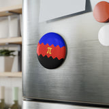 Polyamory Pride Flag Magnet: Wavey Round Button for Fridge