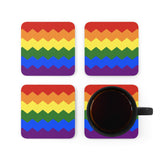 Pride Flag Coaster Set: 4 Corkwood Wavey Drink Coasters