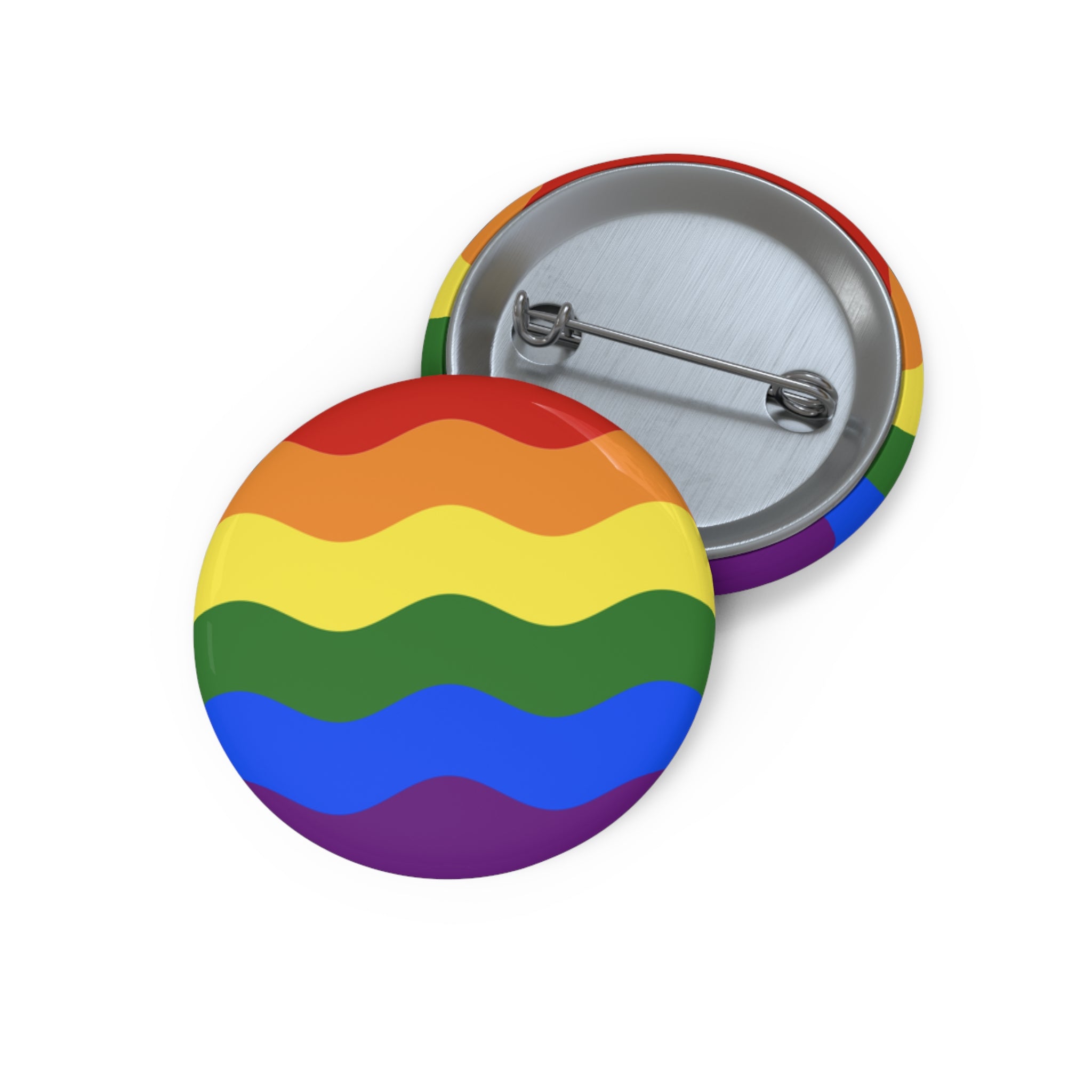 Pride Flag Pin: Round Button with Wavey Design