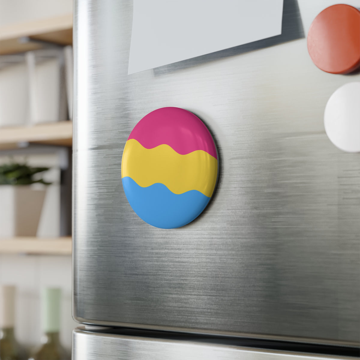 Pansexual Pride Flag Magnet: Ripple Round Button for Fridge