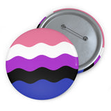 Genderfluid Pride Flag Pin: Round Button with Wavey Design