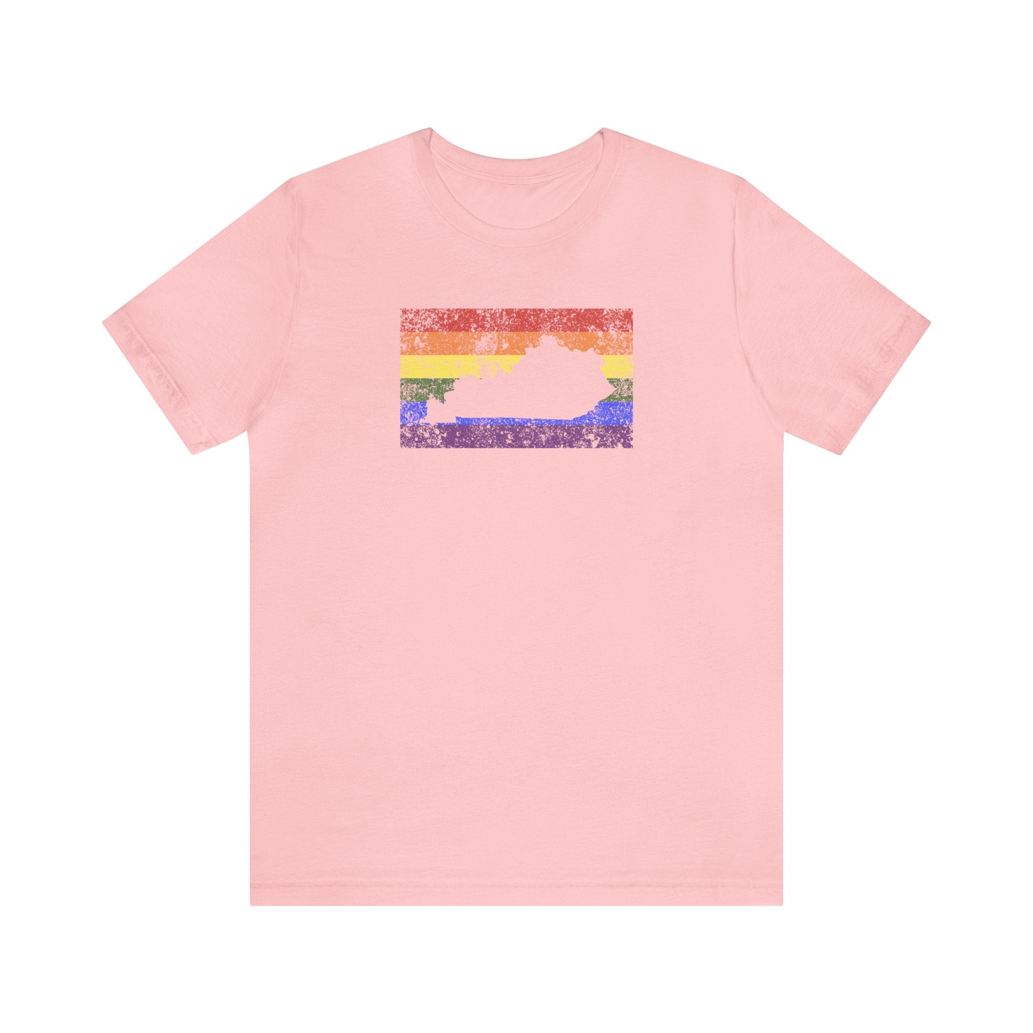 Kentucky Pride Flag Tee: Rainbow LGBTQ+ State Silhouette Distressed Shirt